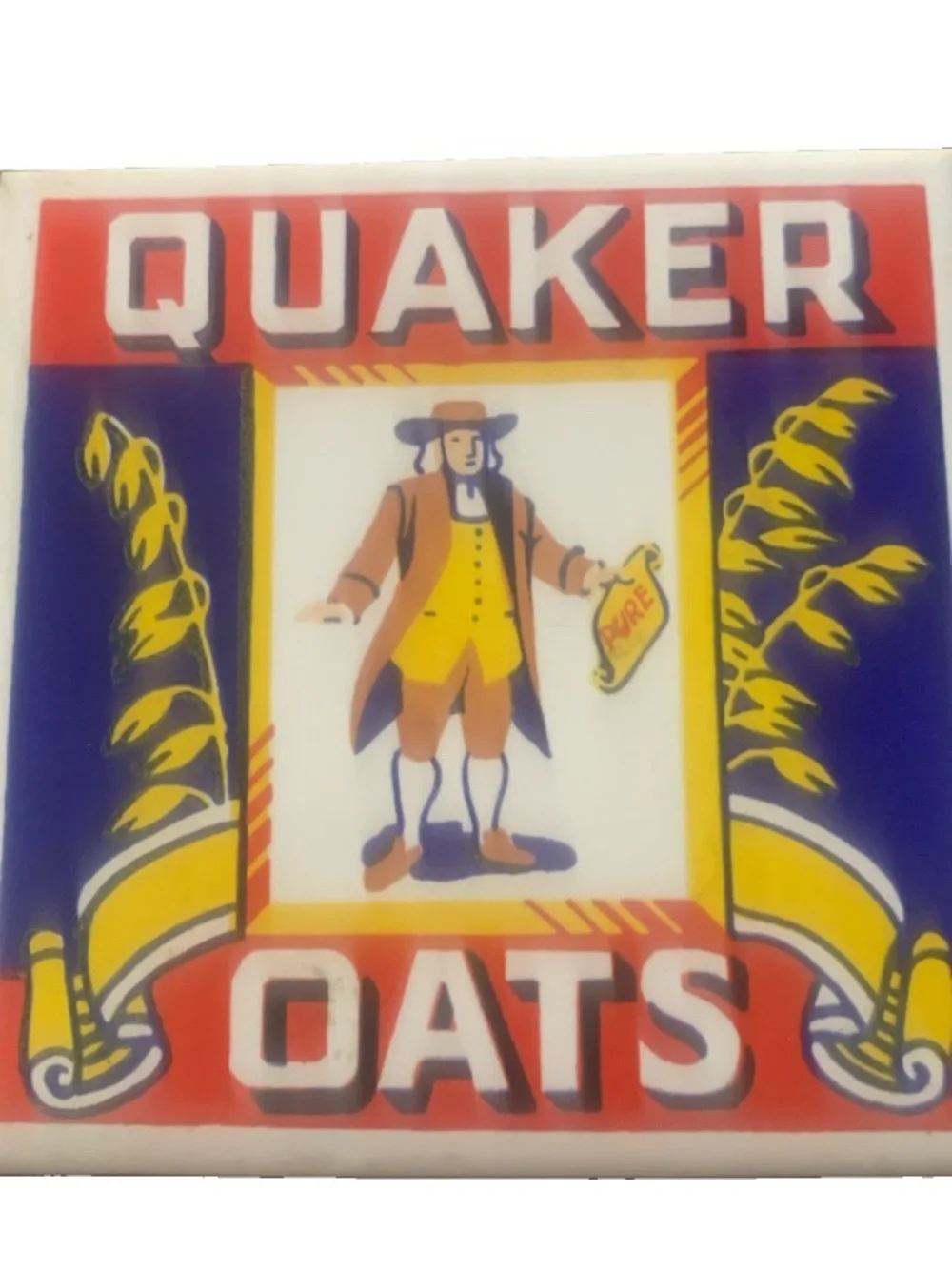 Vintage Quaker Oats 1983 Ceramic Tile Coaster Trivet